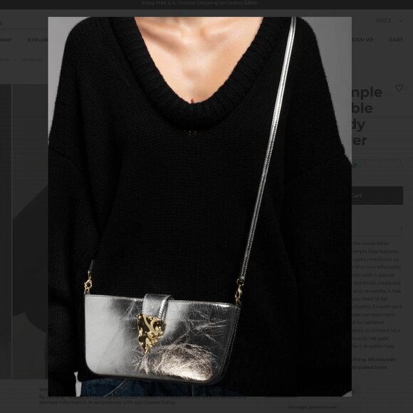 Alexis Bittar Convertible Crossbody Handbag - Silver w/ Gold Hardware - Like New - Picture 7 of 13